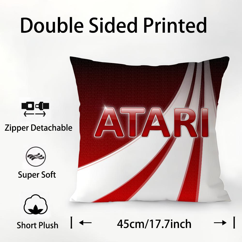 A-AtariS Game Logo Pillow Case Plush Fabric Soft Double Sided Print Sofa Cushion Cover Throw Pillow Covers