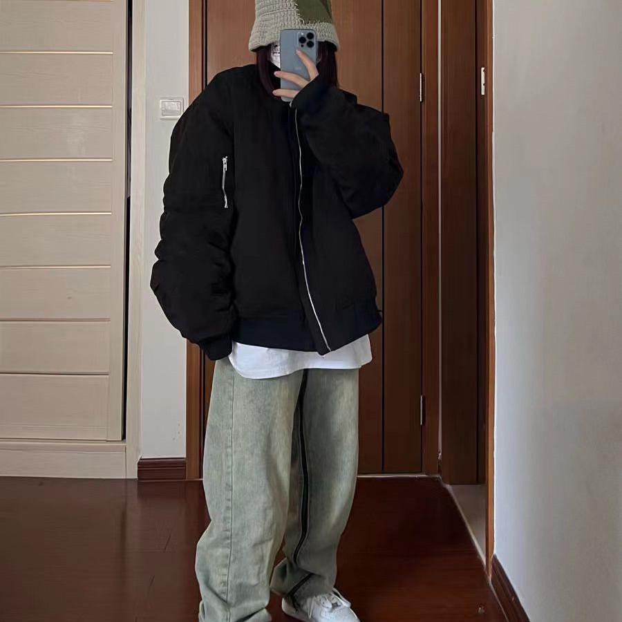 Unisex Versatile Spring/Autumn Trendy Loose Pilot Korean Baseball Jacket in American Style 2XL (140-150 jin)