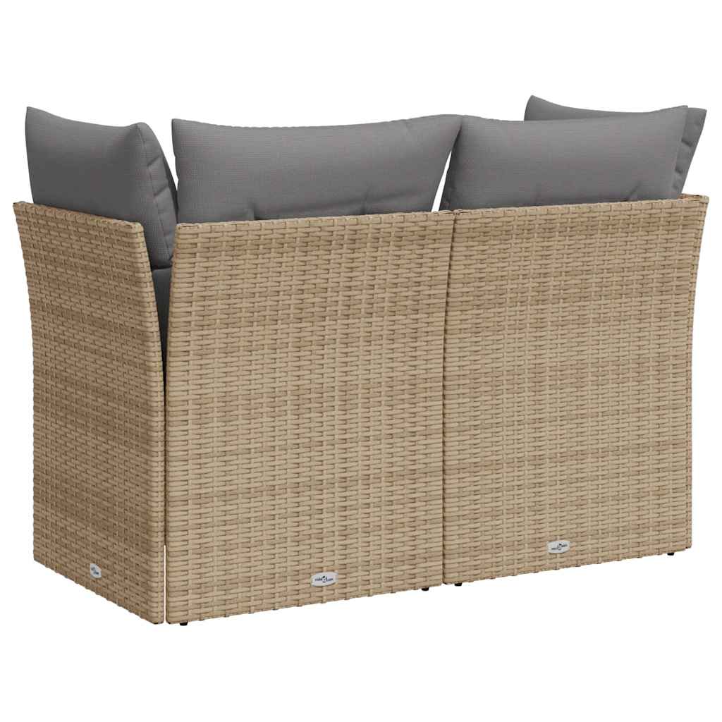 Vidaxl Garden Sofa With Cushions, 2-Seater, Beige, Poly Rattan