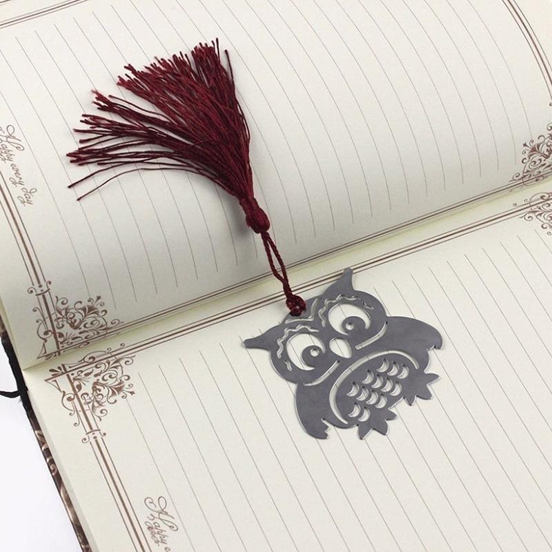 Xiaomi 2026 Cute Owl Bird Metal Bookmark Tassel Pendant Book Markers Stationery Gift For Students Kids