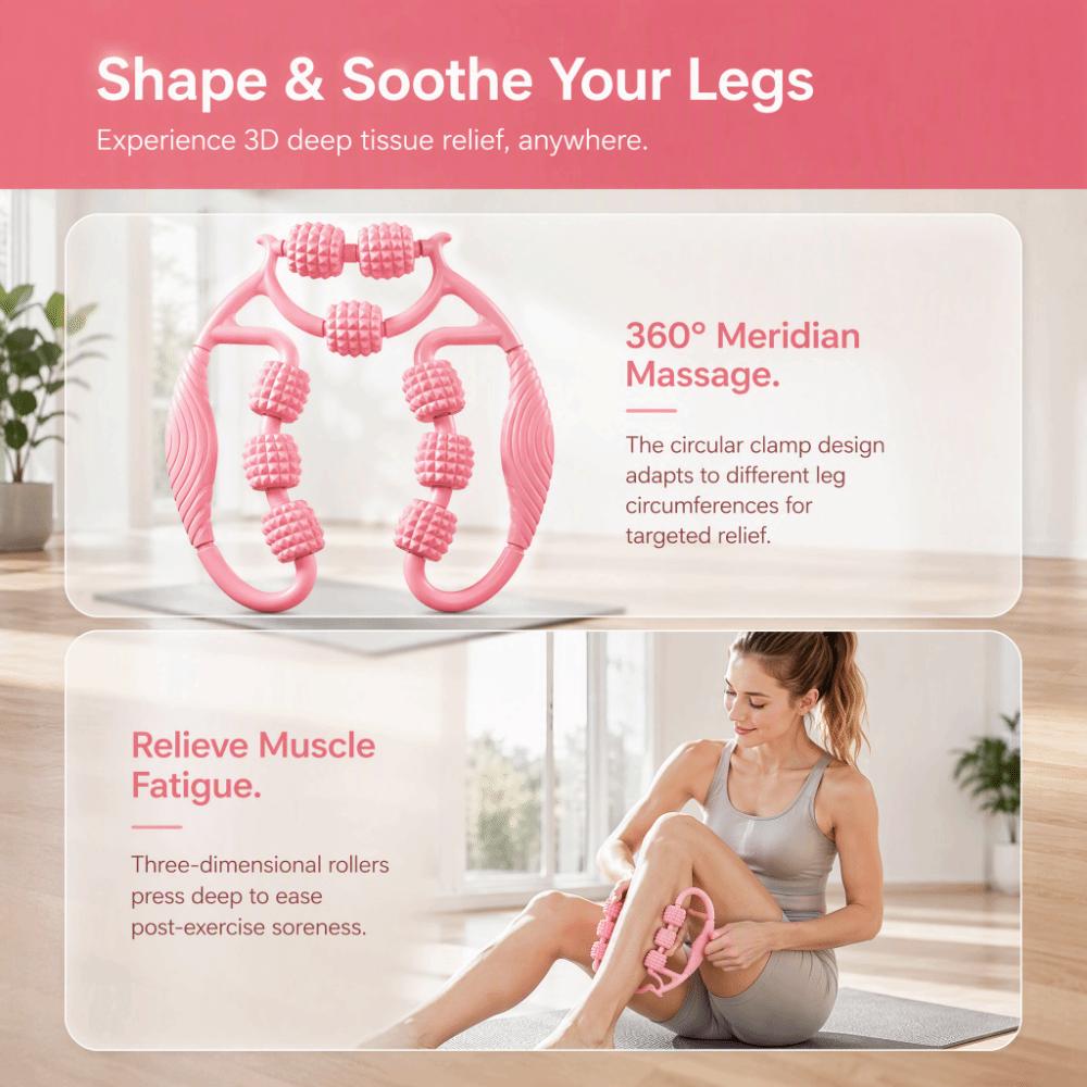 360 Degree 9 Wheels Muscle Roller Massager Reusable Leg Massager Circular Leg Clamps for Waist