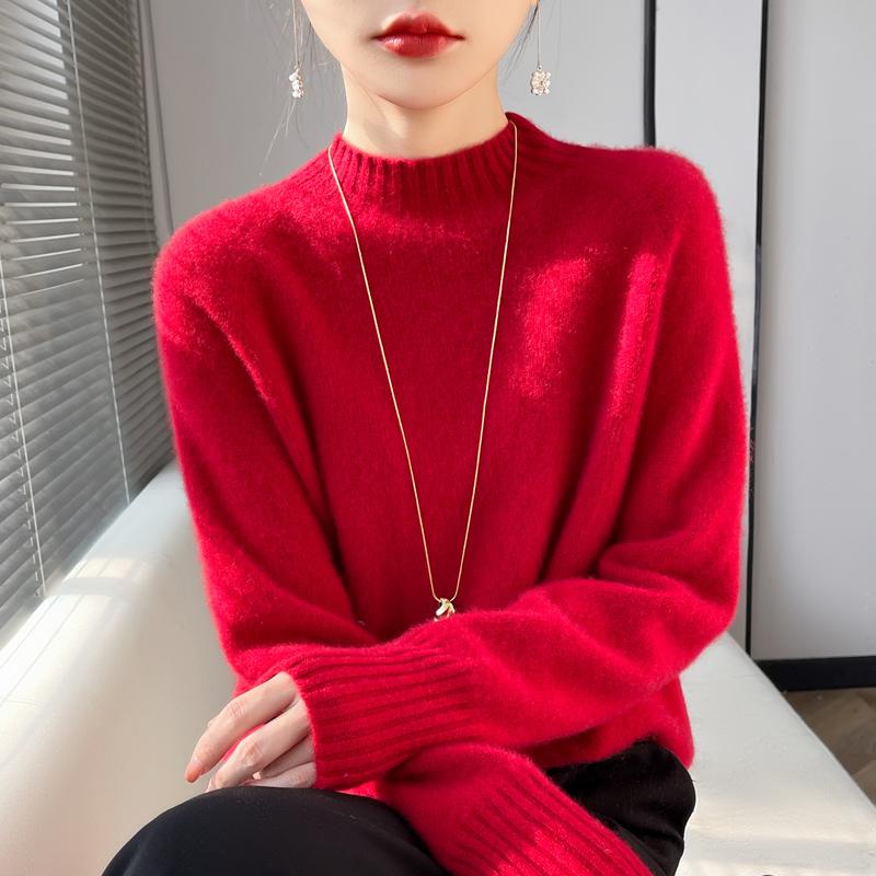 Women's Cashmere Sweater Qinghe Cashmere 30% Cashmere 70% Wool Autumn and Winter Pullover Warm and Fashionable