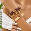 Handmade Imitation Pearl Beaded Bracelet Set for Women Exaggerated Acrylic Multilayer Stretch Bracelet Party Jewelry Accessories