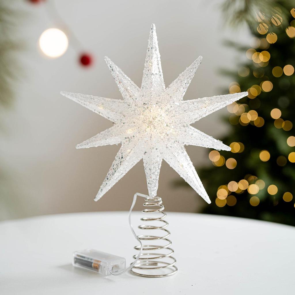 Champagner Weiß Eisenkunst Leuchtender Weihnachtsbaumspitze Stern