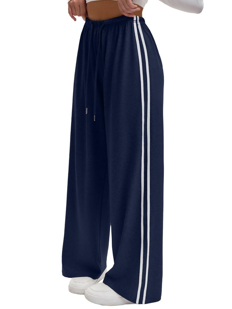 European Side Stripe Wide-Leg Sweatpants: Women's High-Waist Loose Casual Pants