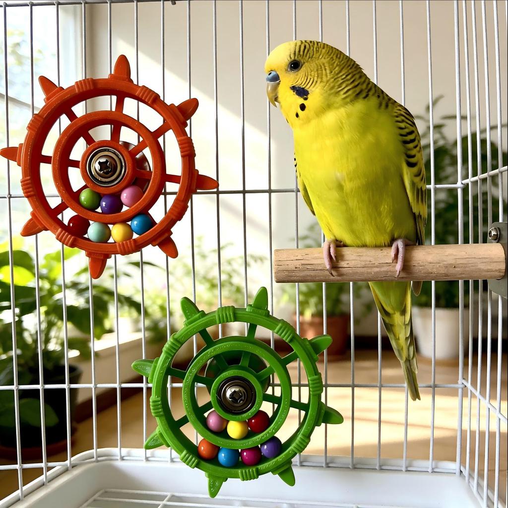 Colorful Bead Parrot Toy: Fun Decompression Turntable for Birdcages