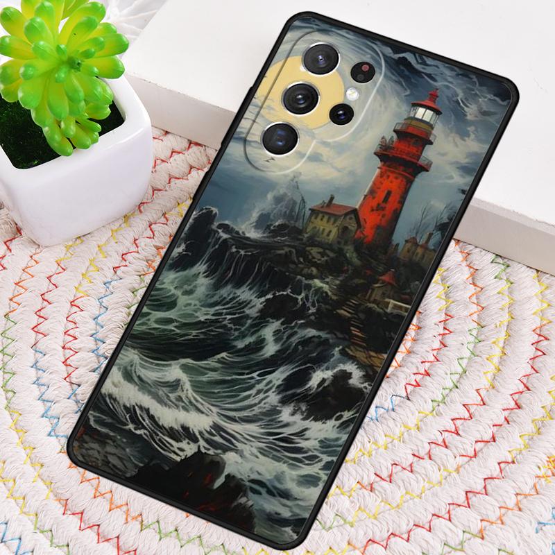 Lighthouse On An Island Palm Tree Silicone Phone Case For Samsung Galaxy note 10 pro S26 S25 S24 S23 S22 S21 Plus Ultra Cover