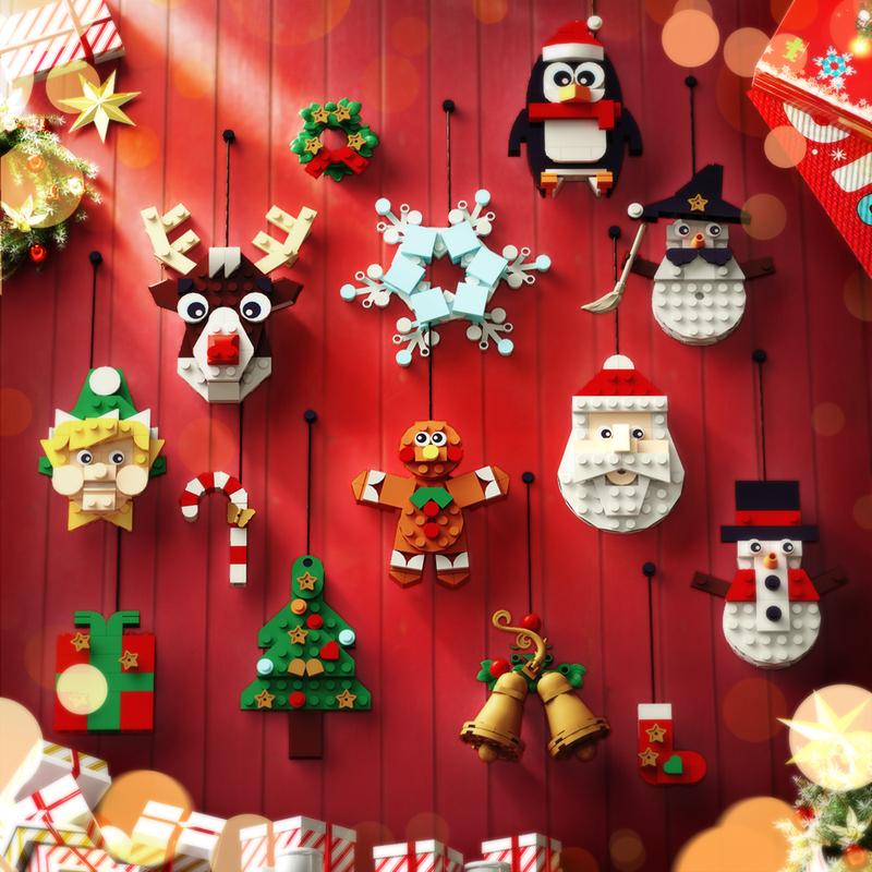 MOC Winter Countryside Christmas Decorate Building Block Set Christmas Cabin Coffee Cart Hot Drinks Christma series Kid Toy Gift
