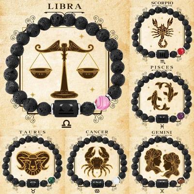 Bracciale Pietra Naturale Segni Zodiacali Gemelli Capricorno Cancro Vergine Leone Bracciale Donna Uomo Gioielli Amicizia Bracciali
