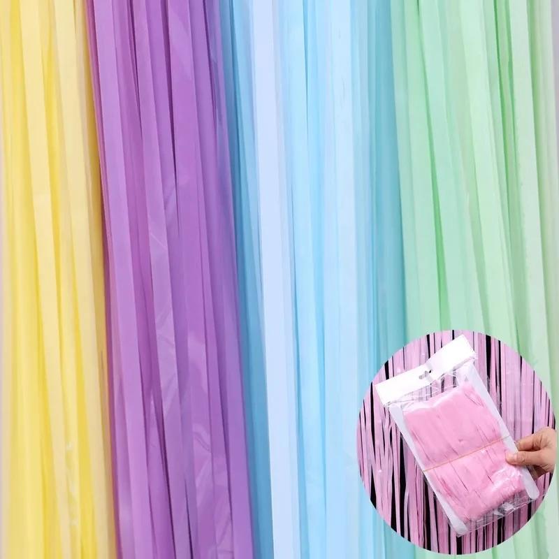 

2*1 м макарон розовый синий кисточка занавеска дверь дождь занавес украшение фотобудка фон гирлянда украшение для свадьбы, дня рождения