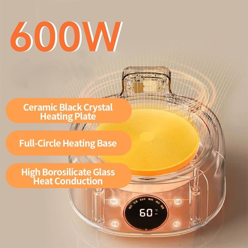 Bouilloire Bien-être Entièrement en Verre Grande Capacité 1,2L Bouilloire Santé à Température Constante Théière à Fleurs Multifonctionnelle Ménagère