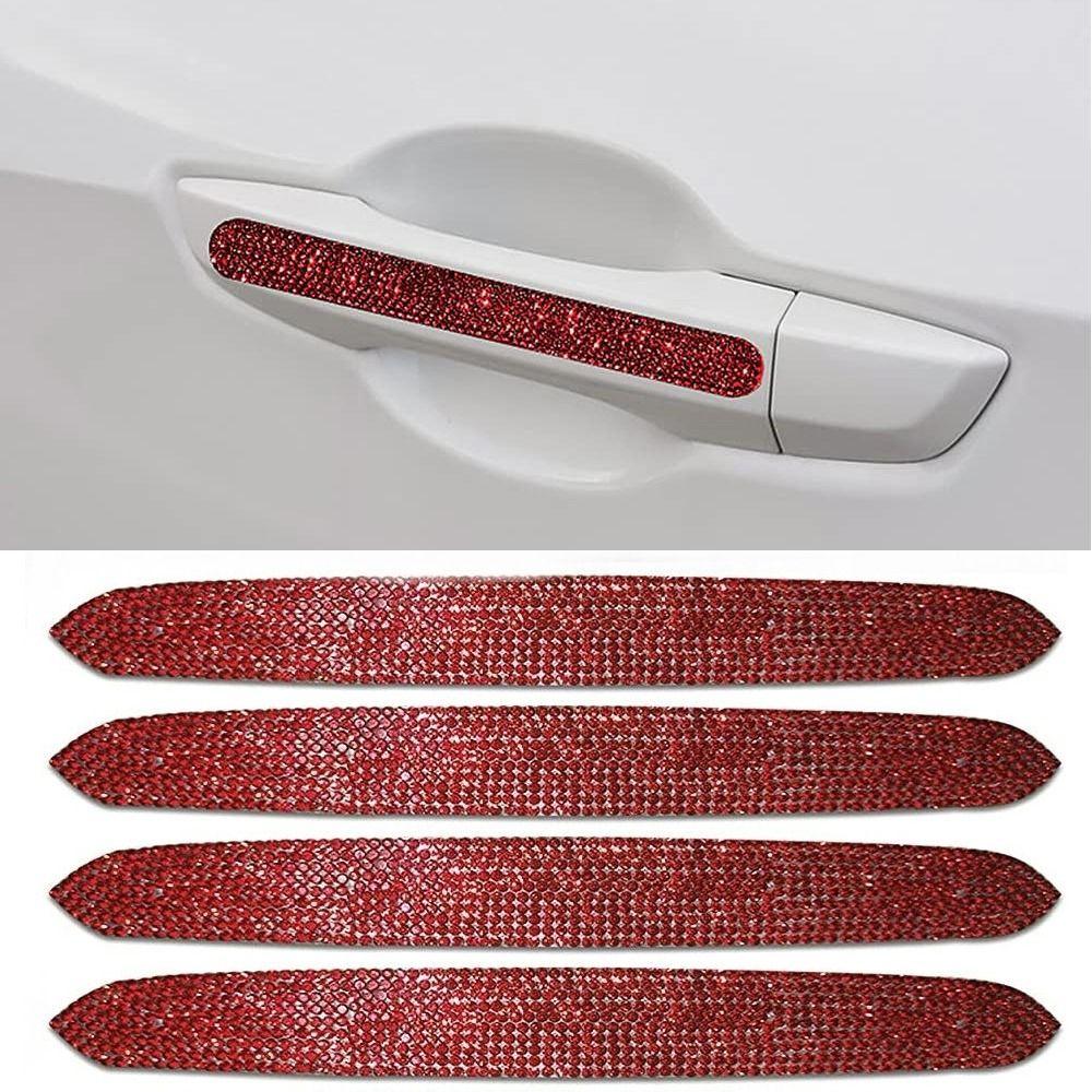 4pcs/set Reflective Car Door Handle Sticker Bling Car Handle Crystal Decal  Car Decoration