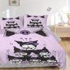 3pcs Sanrio Cute Kuromi Bedding Set - 1 Soft Quilt Cover + 2 Pillowcases, Suitable for All Seasons.S073