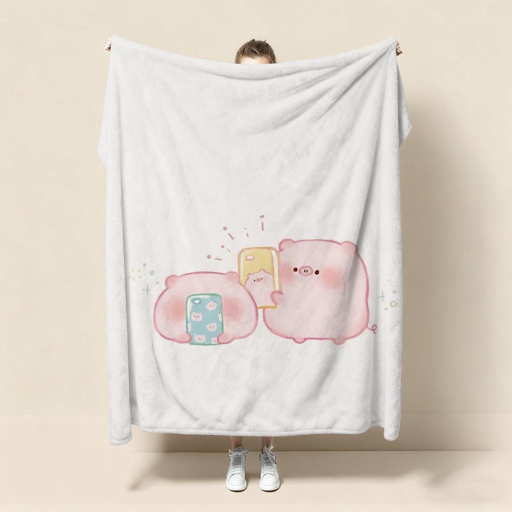 Best Seller Pink Pig Pattern pink Blanket Cute Cartoon Custom Print Blanket for Bedroom Sofa Living Room Home Decor Gift Use