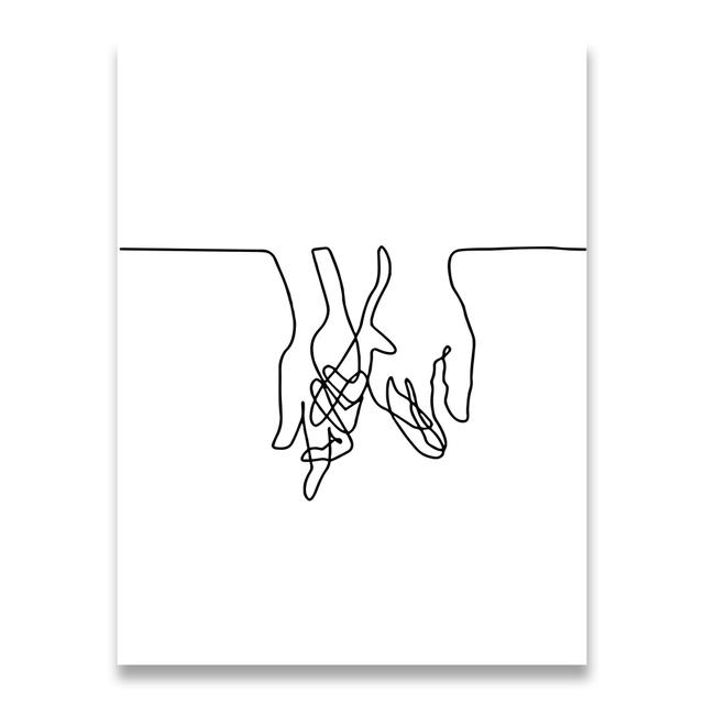 Geometric Line Drawing Picture Home Decoration Nordic Canvas Painting Wall Art Figures Family Love Poster