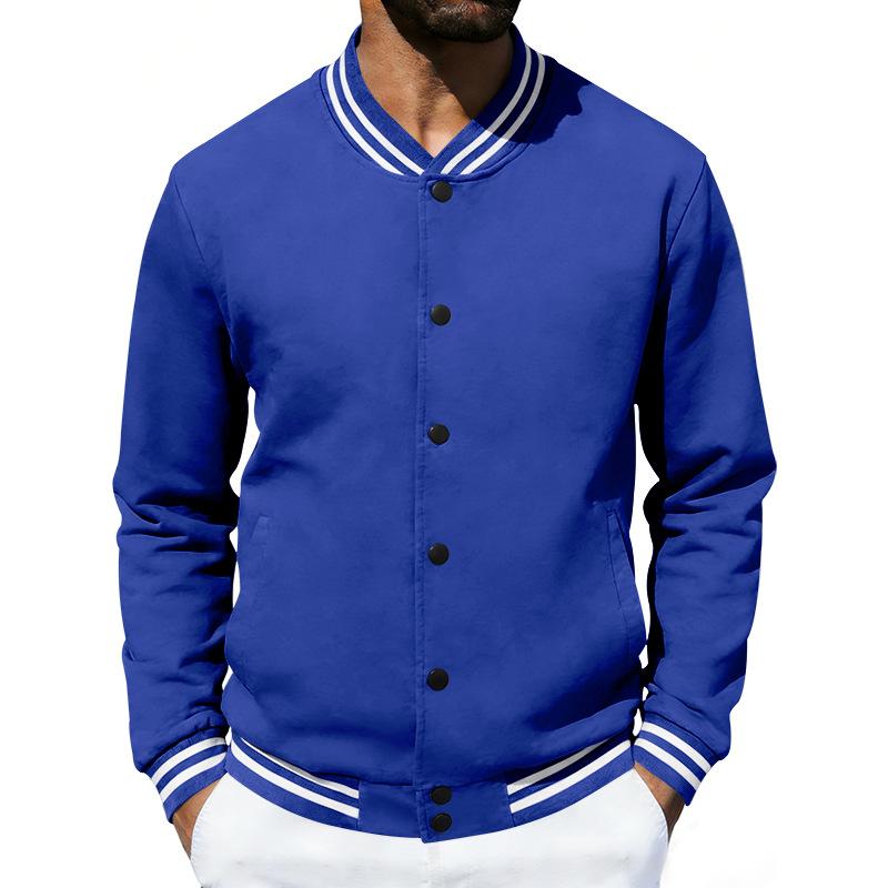 Men S Vintage Loose Fleece Stand Collar Baseball Jacket