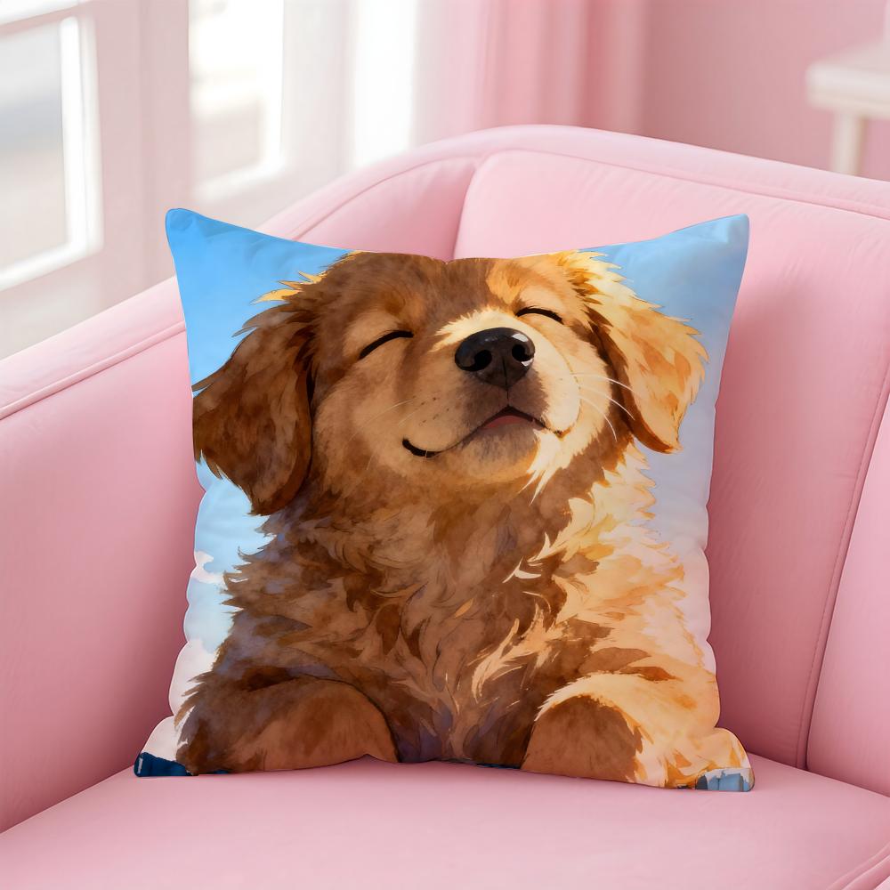 NICE CUTE Samoyed Dog Cushion Cover Pillow Case Soft Friendly Fabric  Concealed Zipper