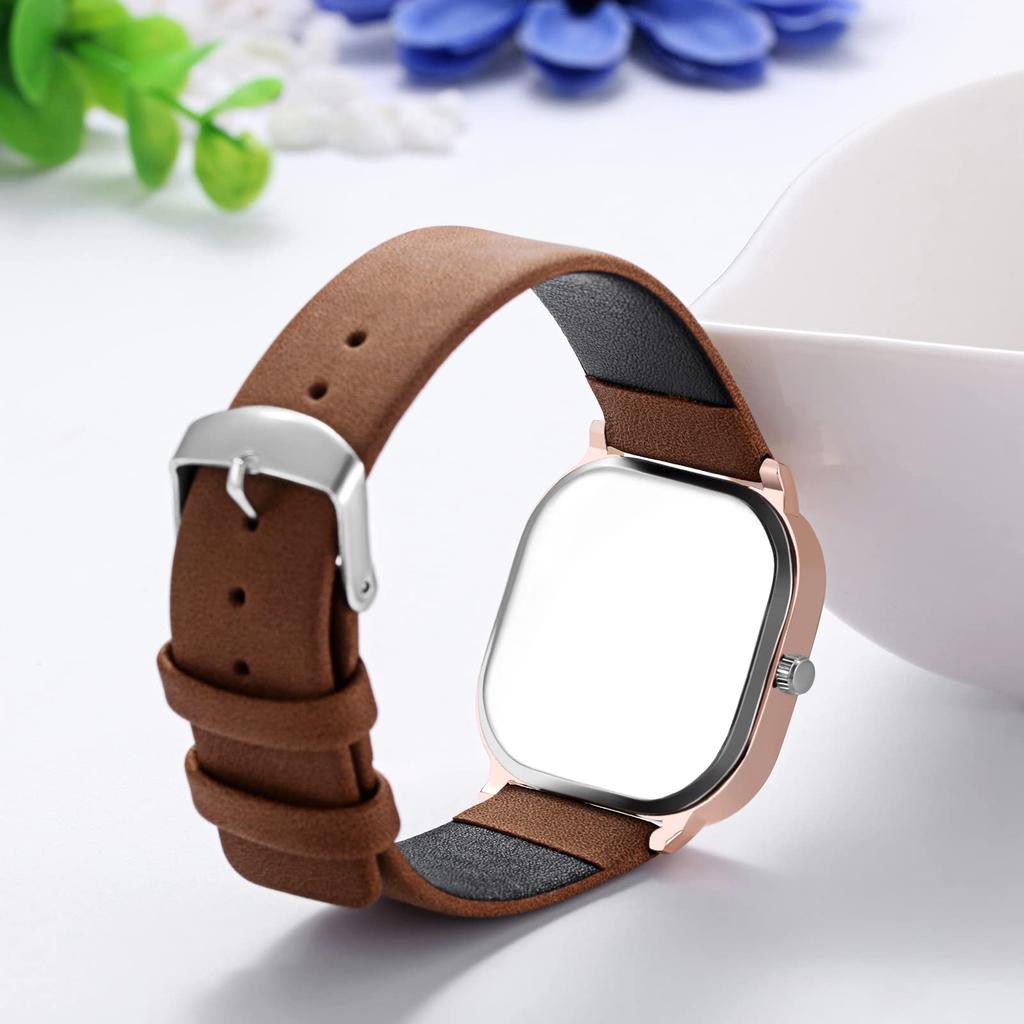 Leather Wristwatch for Men and Women, Antique Roman Alphabet Analog Display, Square Shape, Waterproof, Men's and Women's Watch, Business, Casual,