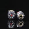 Antique-Finish Vajra Scepter Beads: Color-Preserving Silver Six-Syllable Mantra Spacer for DIY Tibetan Bracelets