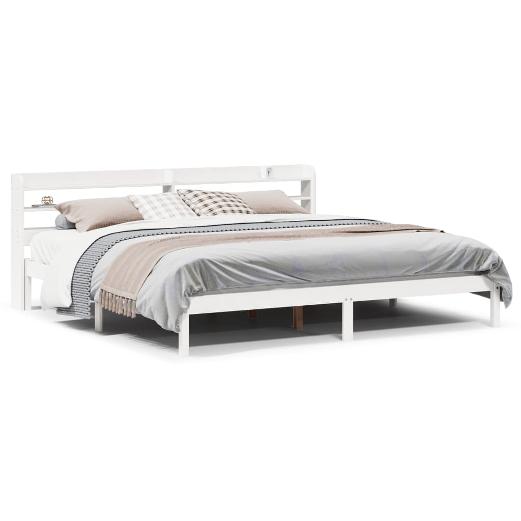 Solid Wood Bed without Mattress White 200x200 cm Pine Wood