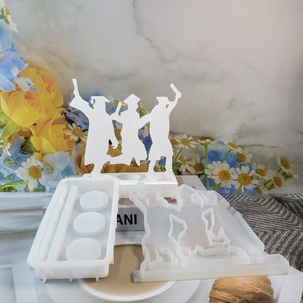 Graduation Season Candle Holder Silicone Mold Plaster Crafts Candlestick Making Mould Home Decors Gift for Graduate
