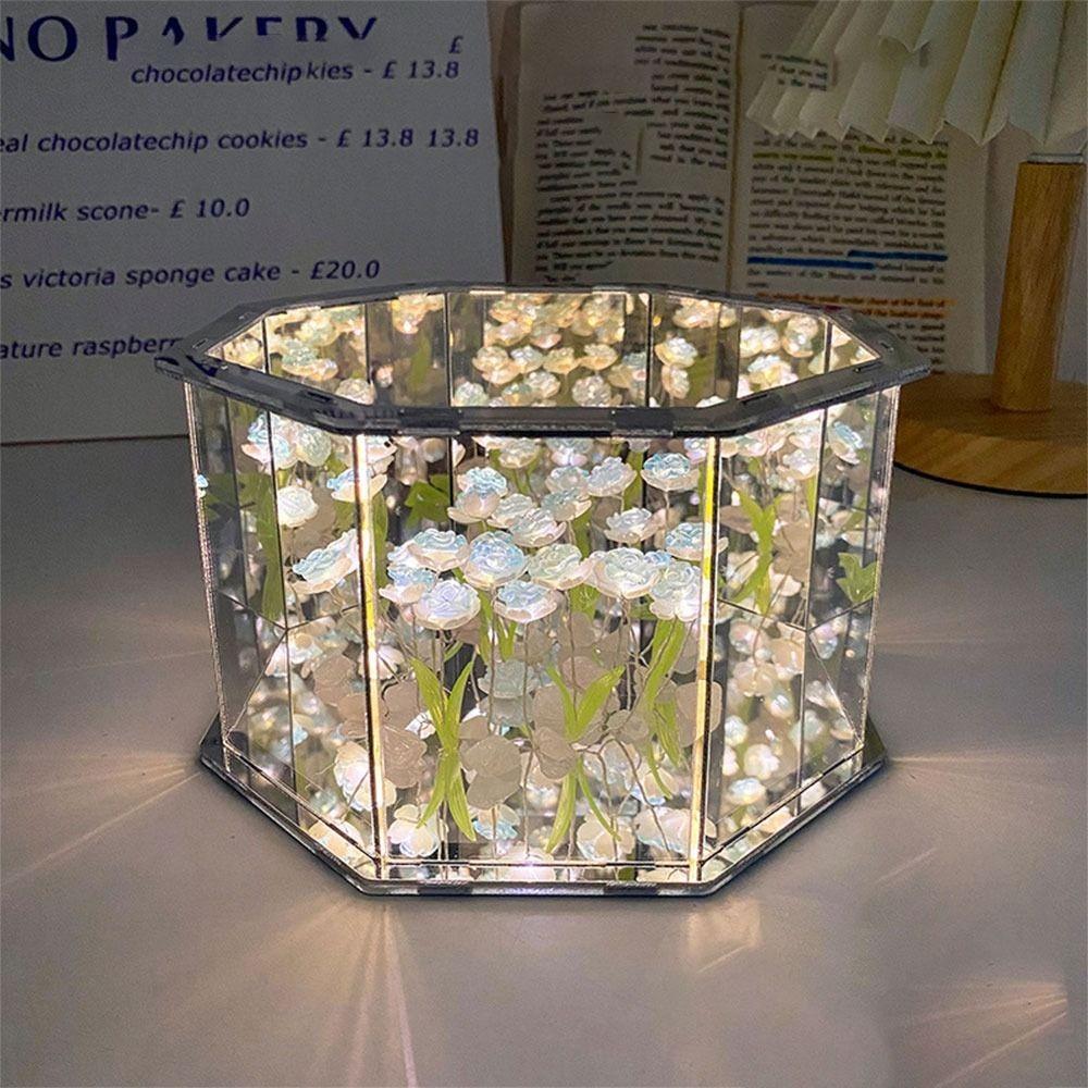 DIY Material Package Handmade Tulip Mirror Desktop Decoration Small Night Light  for Living Room