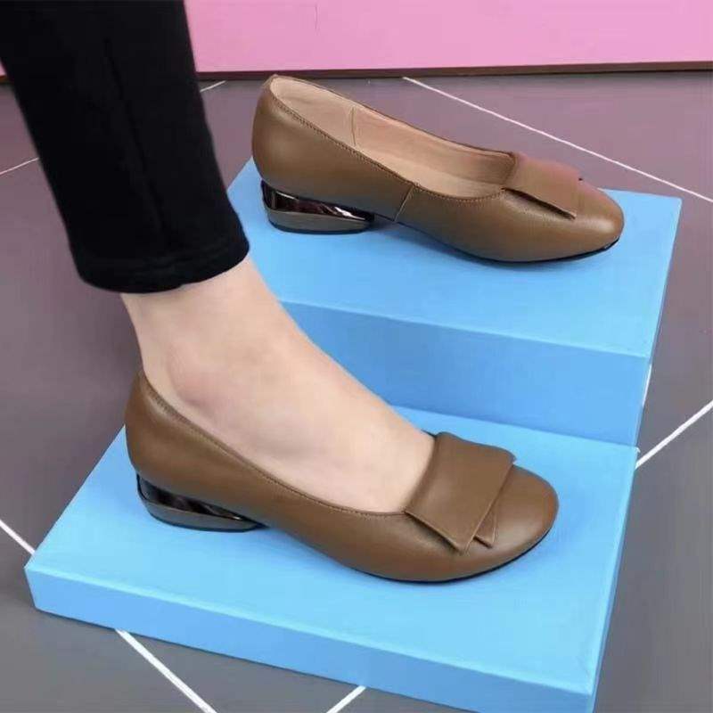 Неглубокие одинарные туфли весна и осень круглый носок мягкая подошва простые туфли для молодой мамы туфли Дуду супермягкие 42 хаки 6190₽