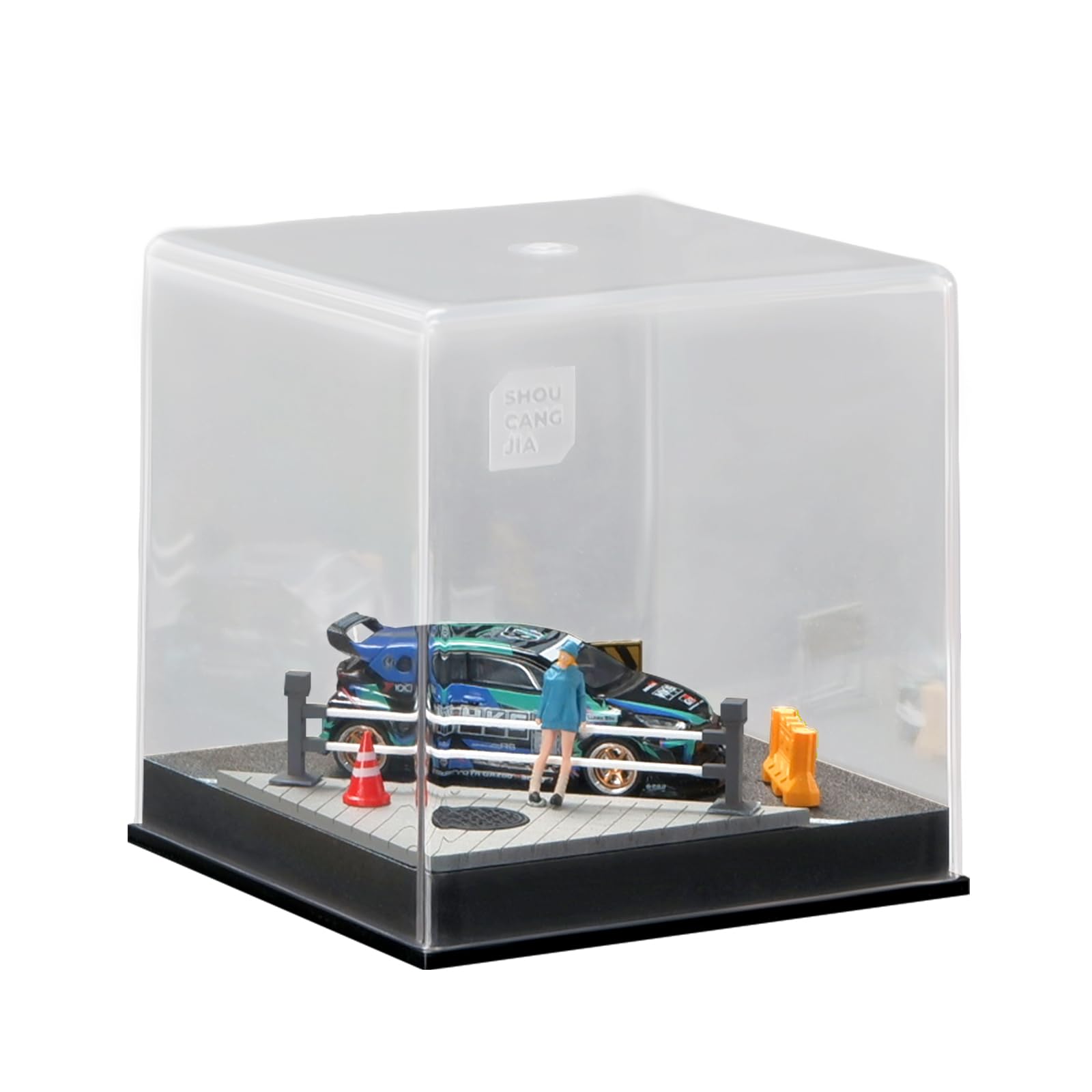 

Shoucangjia Diecast Car Display Case for Hot Matchbox Clear Acrylic Showcase Miniature Scene Model Diorama Garage Parking Lot Collection Display Gift