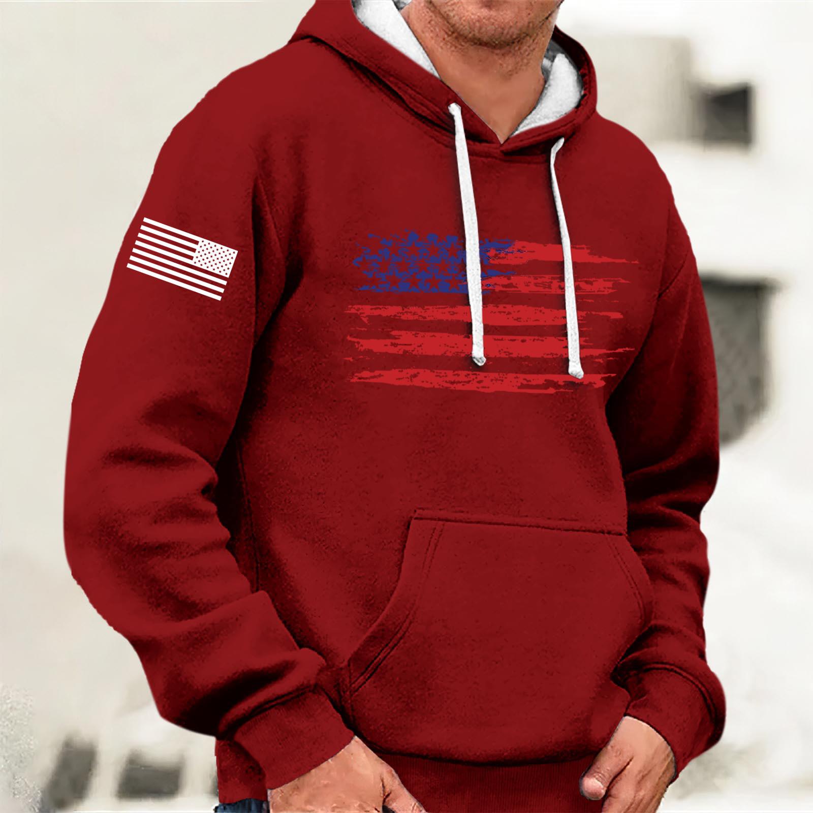 

Модный свободный мужской и женский свитер с капюшоном с длинным рукавом и принтом XL красный