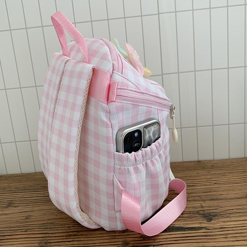 Women's Plaid Mini Backpack Junior High School Student Schoolbag Lightweight Backpack