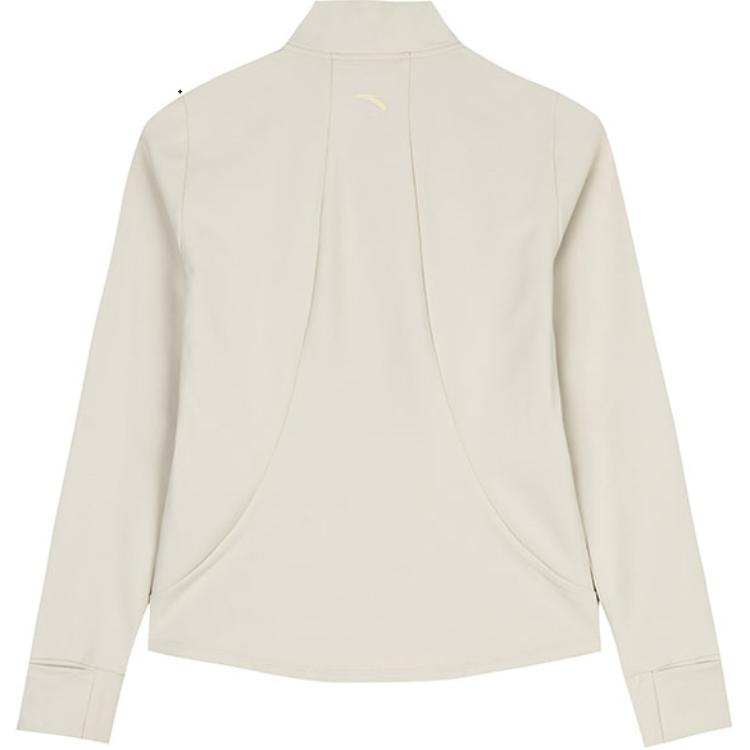 Anta Solid Color Stand Collar Zipper Long Sleeve Jacket Women Jackets Chalk-White 962437708-2
