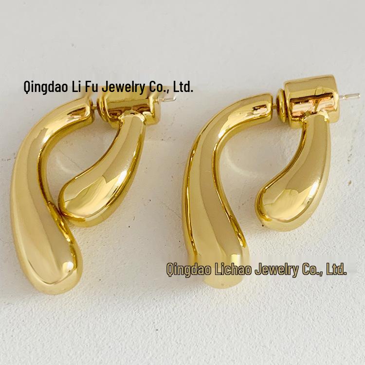 Серьги-пусеты из меди с золотым покрытием в форме капли - Роскошь в винтажном стиле с привлекательностью инфлюенсера