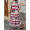 IHUASU Spring Summer Women's Fashion Print Under Slit Plus-size Women's Dress Women