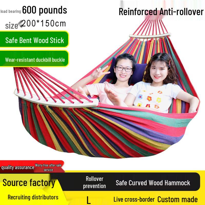 Anti-Rollover Outdoor Canvas Hammock for Adults - Single/Double Sizes