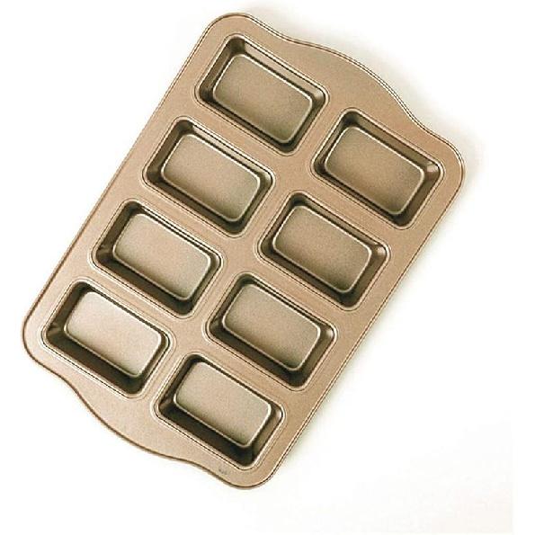 Mini Loaf Pan 8-Cavity Carbon Steel Bakeware Non-Stick Bread Baking Tray One-Piece Design