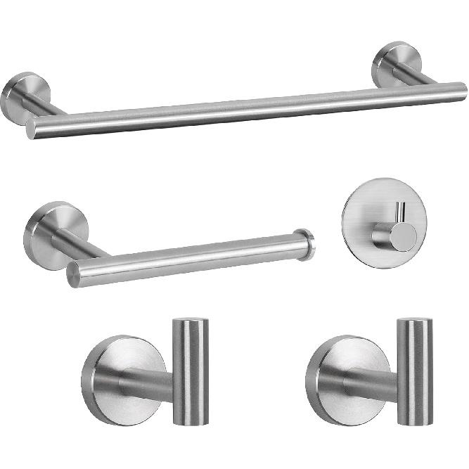 

Набор фурнитуры для ванной комнаты NearMoon 5 шт. SUS 304 Утолщенная нержавеющая сталь - Набор вешалок для полотенец включает 16 вешалку для полотенец + держатель для туалетной бумаги + 3 многофункциональных крючка матовый черный