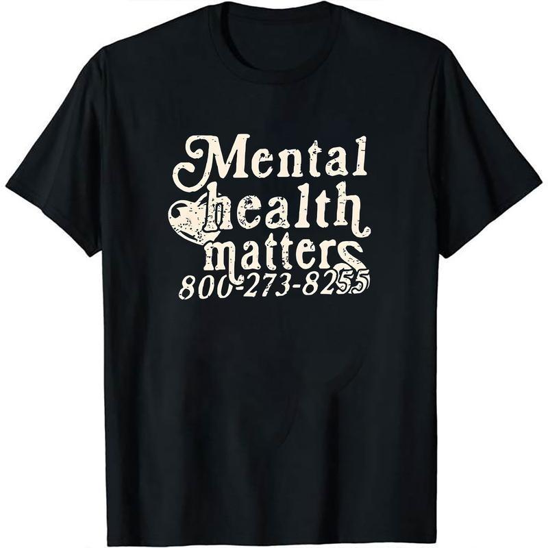 (Cotton T-Shirt) MENTAL HEALTH MATTERS Printed Short-Sleeved T-Shirt. Men s Summ 2XL