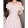 2025 New Style White Off-The-Shoulder Sleeveless Evening Gown: Elegant Princess Light Wedding or Banquet Dress