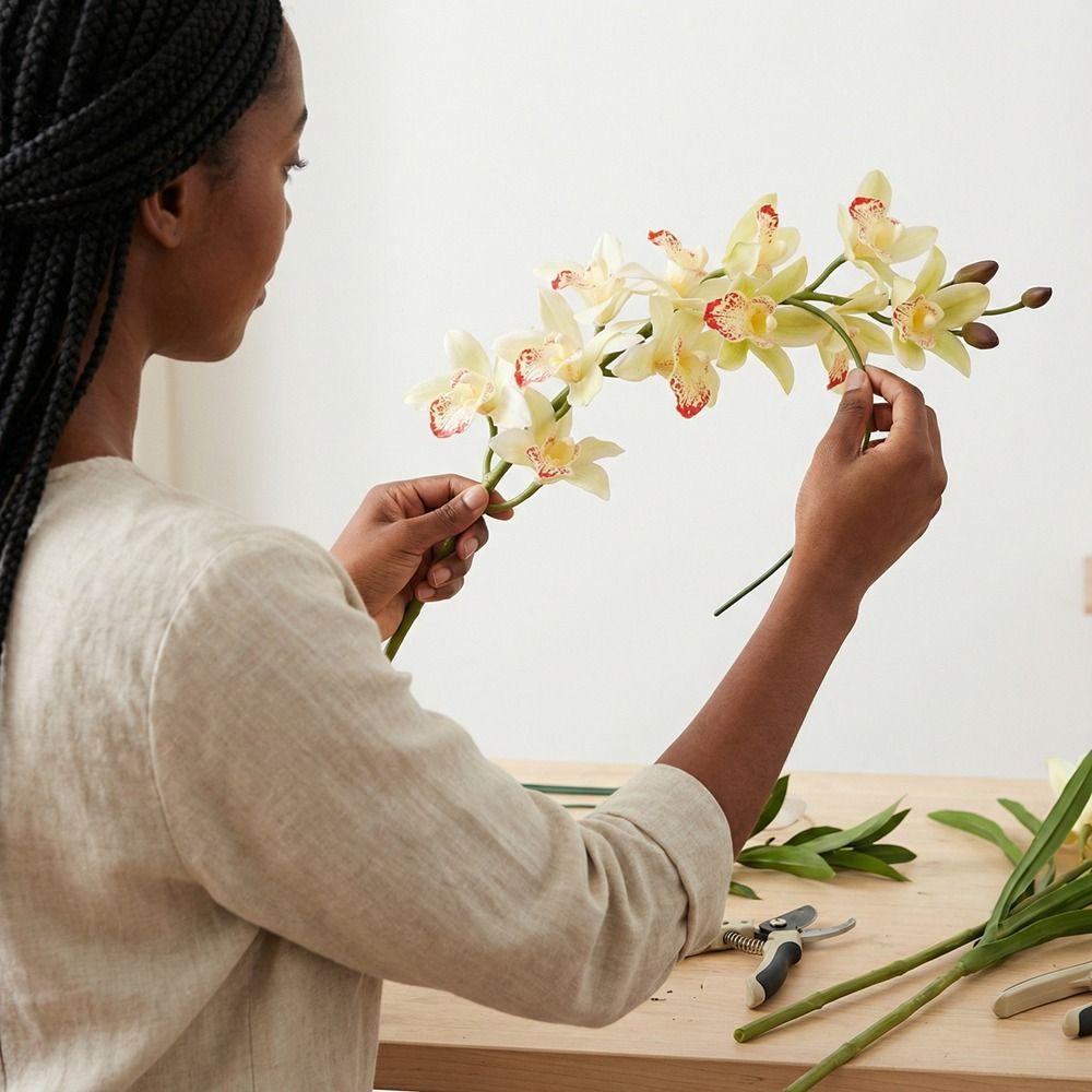 Real Touch Simulation Cymbidiums Handmade Fake Flowers  Home Decoration
