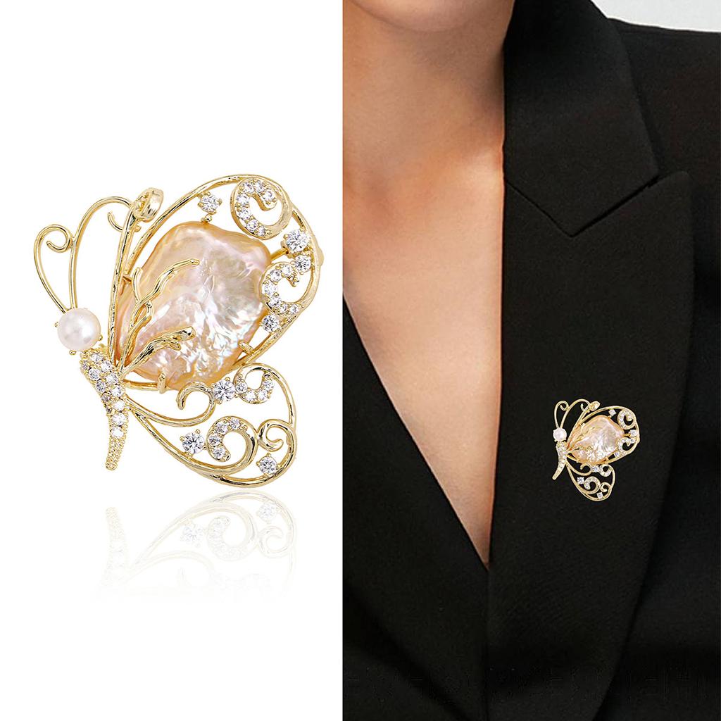 New Light Luxury Electroplated Hollow Shell Butterfly Breast Pin with High Quality and Elegant Style Suit Pin