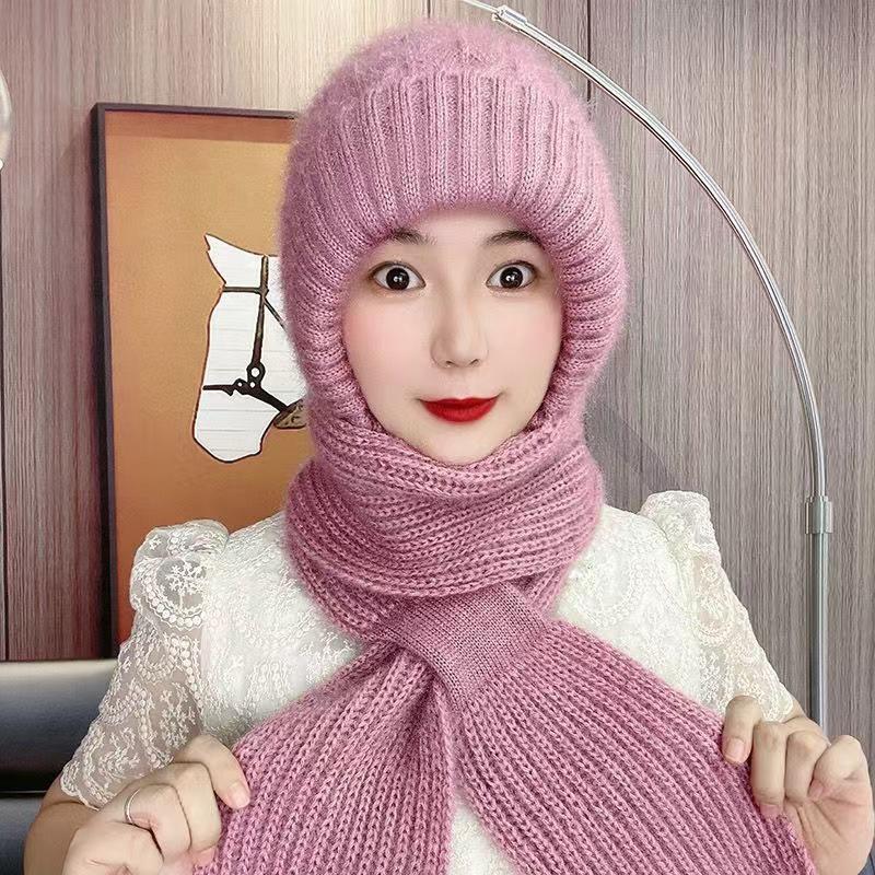 Korean Winter Ear Protection And Neck Protection Knitted Hat For Women