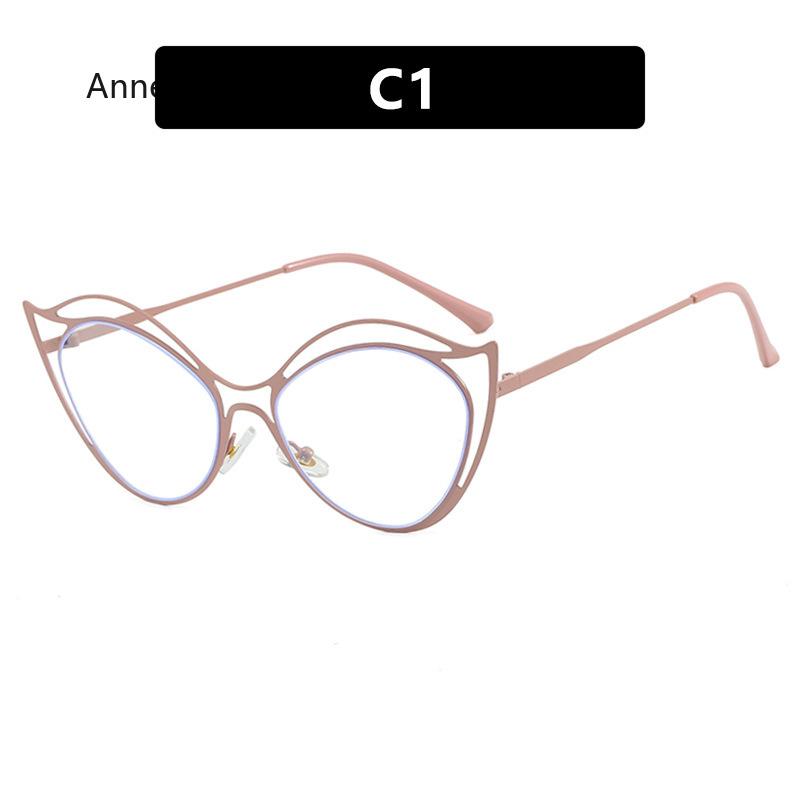 Fashion Women Metal Anti Blue Rays Glasses Cat Eye Computer Goggles Big Frame Eyeglasses Vision Care Blue Light Blocking Eyewear