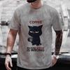 Men's Street Wear Cat Lover Funny Coffee Because Murder Print T-shirt Short Sleeve O-neck Streetwear Summer T Shirts Men