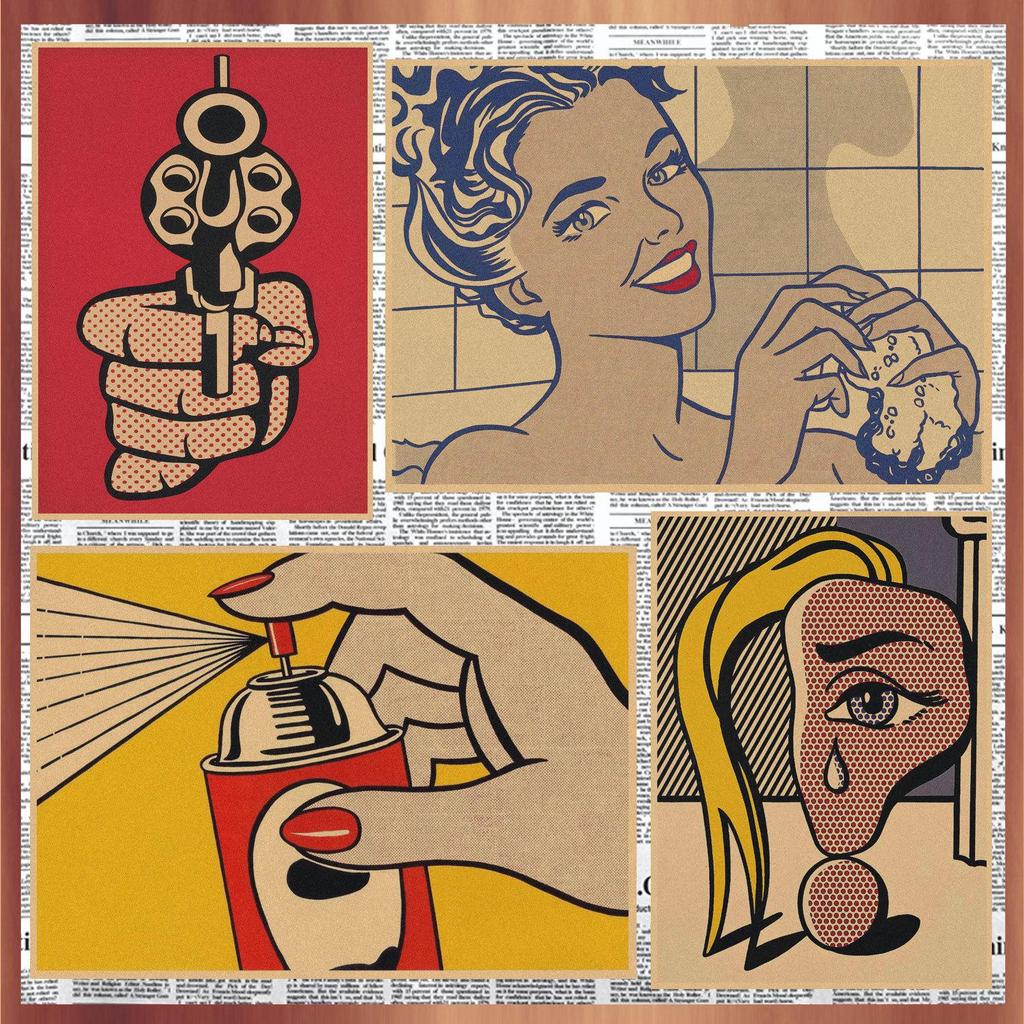 Roy Lichtenstein Pop Art Retro Kraftový plakát pro bar nebo kavárnu Nástěnná dekorace 357