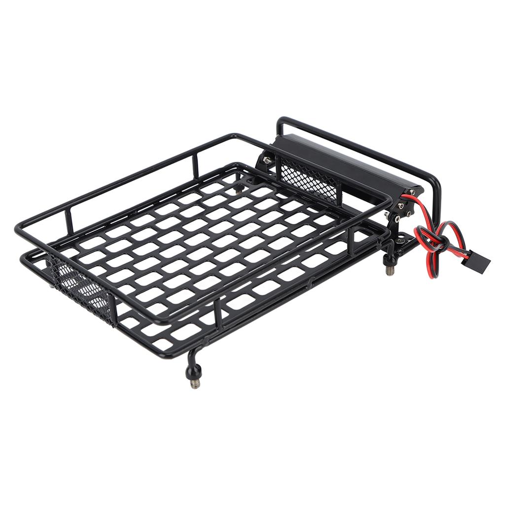 RC Auto Střešní Nosič Černý Železný Robustní RC Střešní Nosič Zavazadel s 8 LED Bílým Světlem