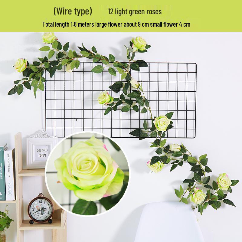 Artificial Rose Vine Ceiling Decor for Air Conditioning Pipe and Hanging Baskets