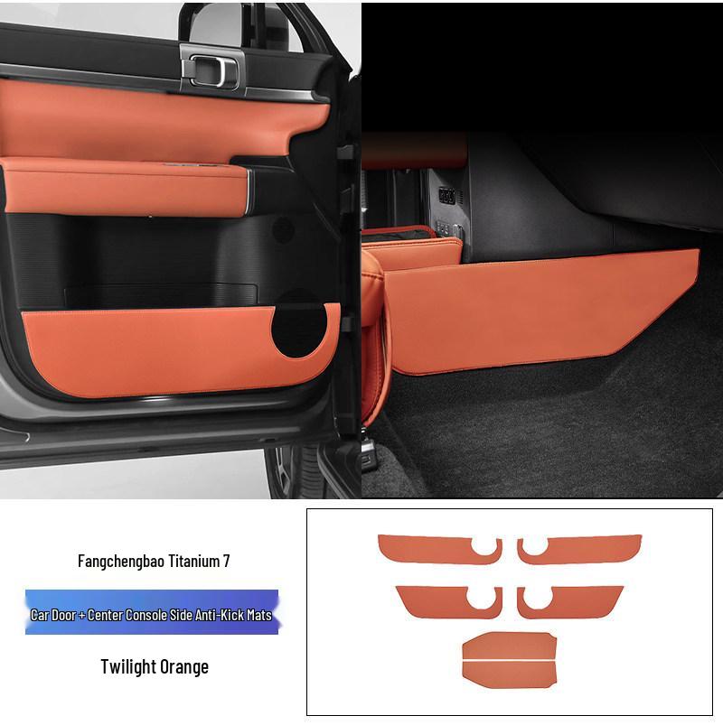 Leopard Titanium 7 Car Door Kick Mats - Anti-scratch Leather Protection Stickers for Interior Modification