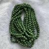 Natural Hetian Jade Jasper Necklace with Round Beads in Cabbage Green - 10mm