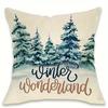 Home Decor Winter Forest Scenes With Deer And Cabin Pattern Cushion Cover Suitable For Sofa Bedroom Car Pillow Cover