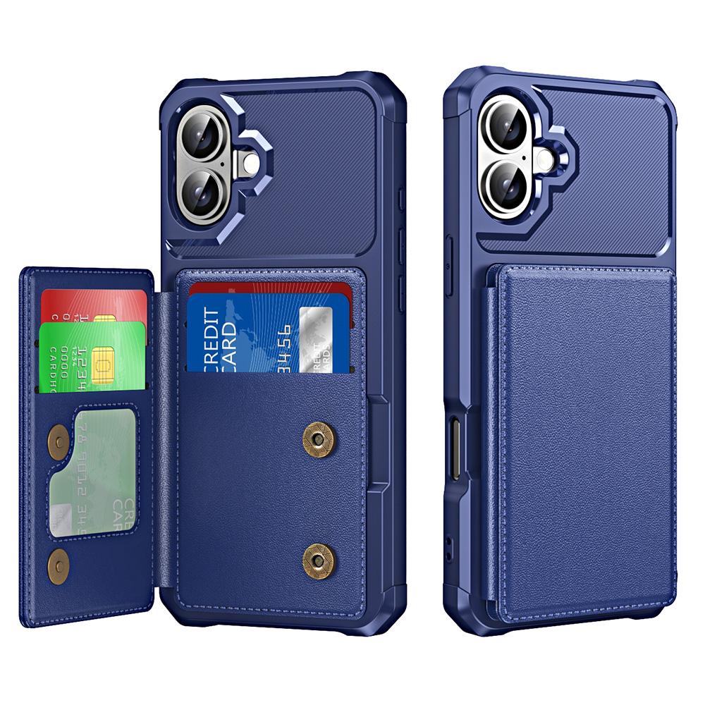 For iPhone 16 Case Card Slot Kickstand Leather+TPU Reinforced Corner Phone Cover